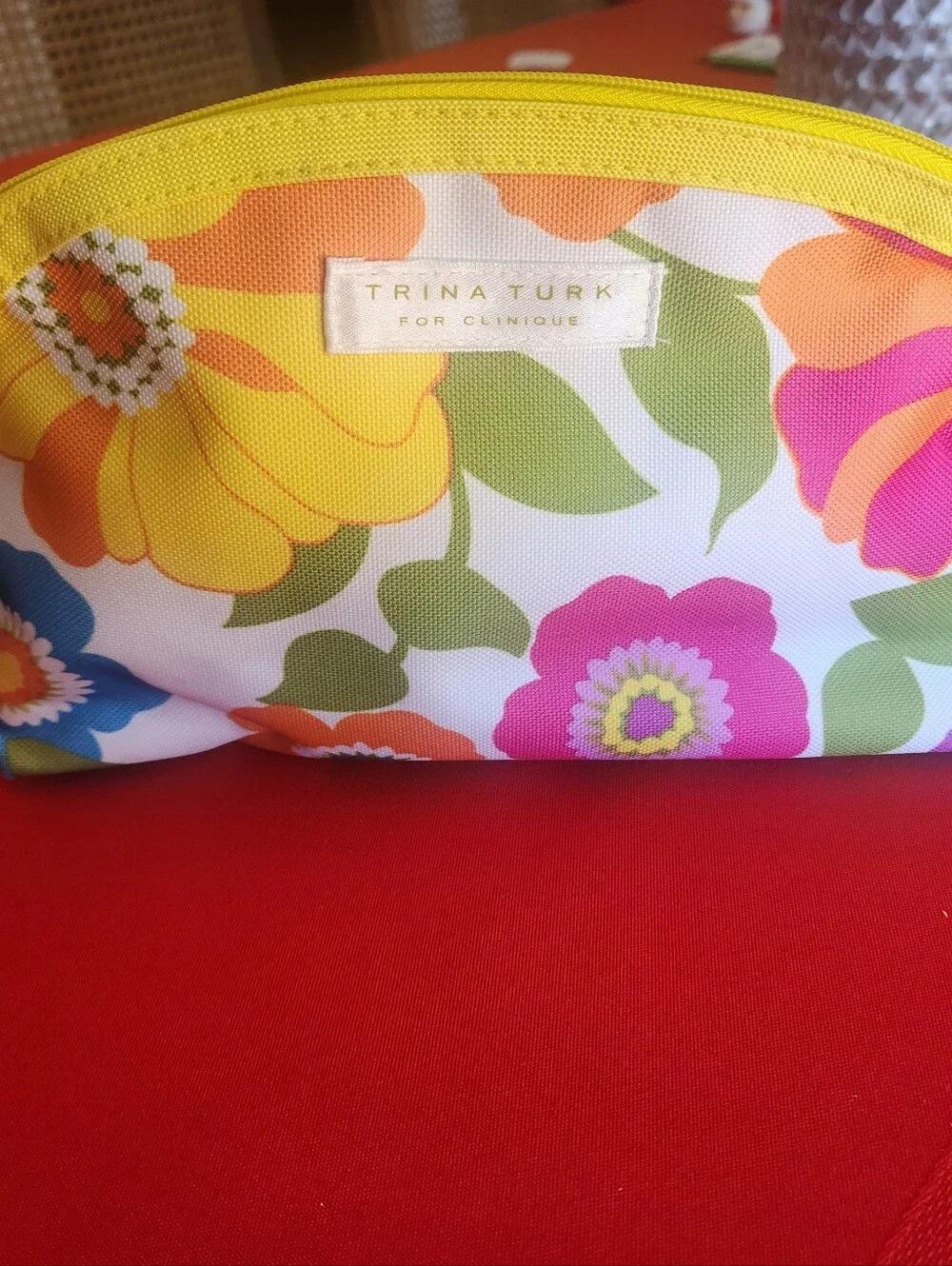 Trina Turk Yellow Floral Cosmetic Bag